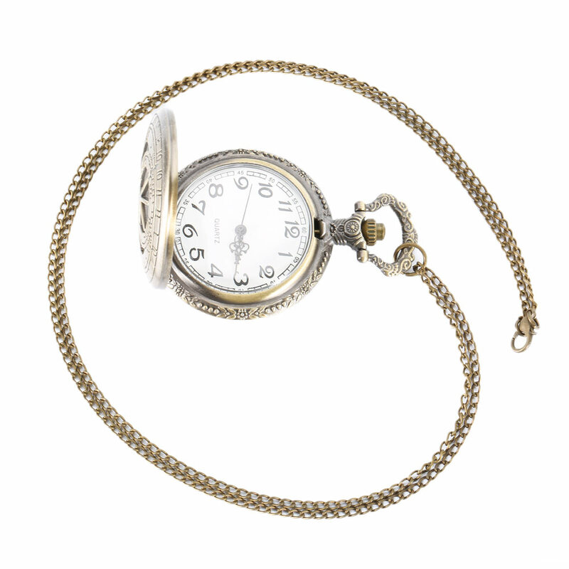 ريترو Steampunk ساعة جيب كوارتز مستديرة الأرقام الرومانية جوفاء على مدار الساعة الهدايا مع سلسلة LL @ 17