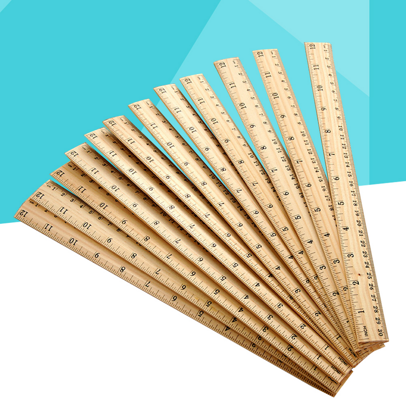 مسطرة خشبية مزدوجة المقياس لقياس المنزل والمدرسة والمكتب و 30 مسطرة و 30 و 30 و 30 و صف