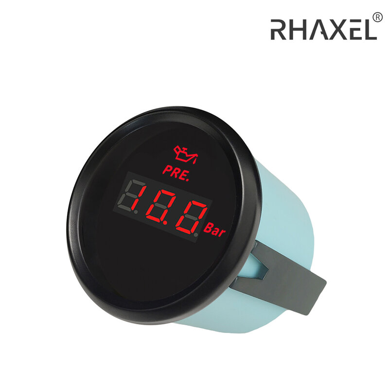RHAXEL مقياس ضغط الزيت 0-5bar 0-75Psi 0-10bar 0-145Psi مع إضاءة خلفية حمراء 9-32 فولت 52 مللي متر لقارب السيارات السيارات #5