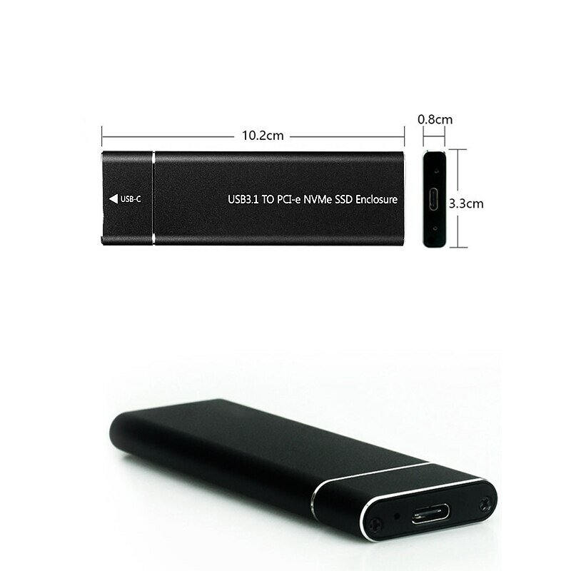 غلاف محمول USB3.1 M.2 SSD يدعم بروتوكول NVME إلى حالة معدنية صلبة من النوع C