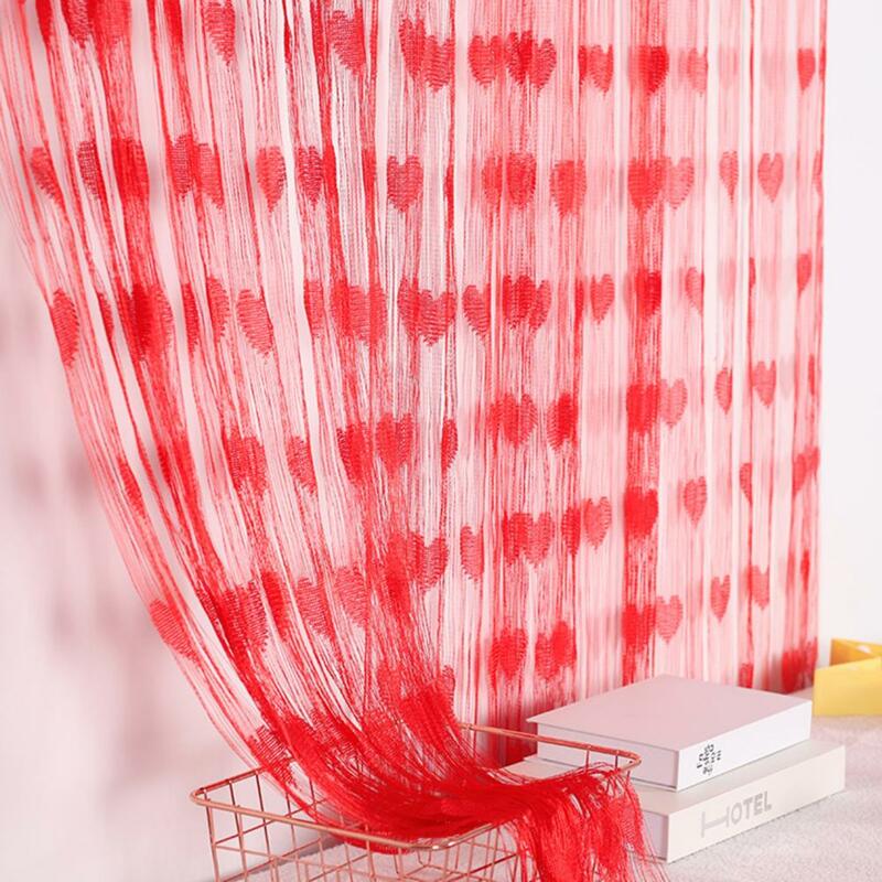 ستارة فوال مطرزة لغرفة المعيشة ، خط شاش للنوافذ الشفافة ، خيط قلب حب ، ديكور زفاف ، 1 × ، متر