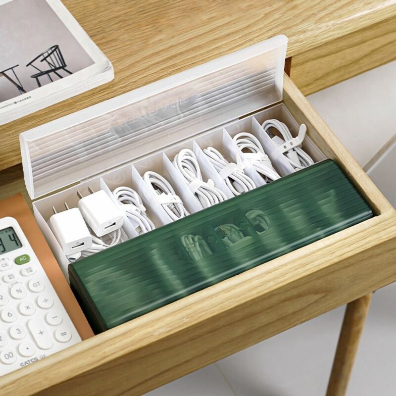 صندوق تخزين كابل سطح المكتب ، حاوية خط البيانات ، سماعة رأس القرطاسية ، منظم كابل USB