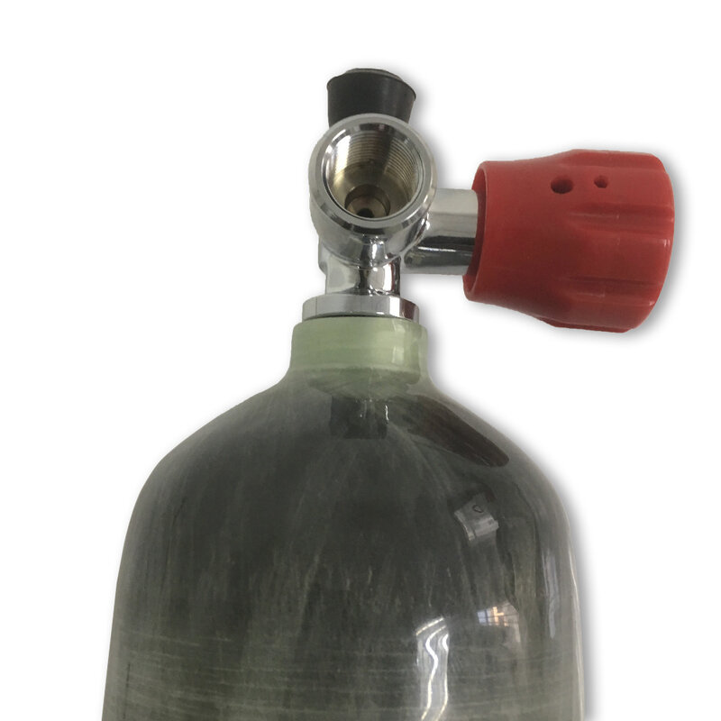 Acecare 3L CE 4500Psi خزان الهواء من ألياف الكربون/اسطوانة الغاز بالون صمام أحمر مع مضغوط للغوص