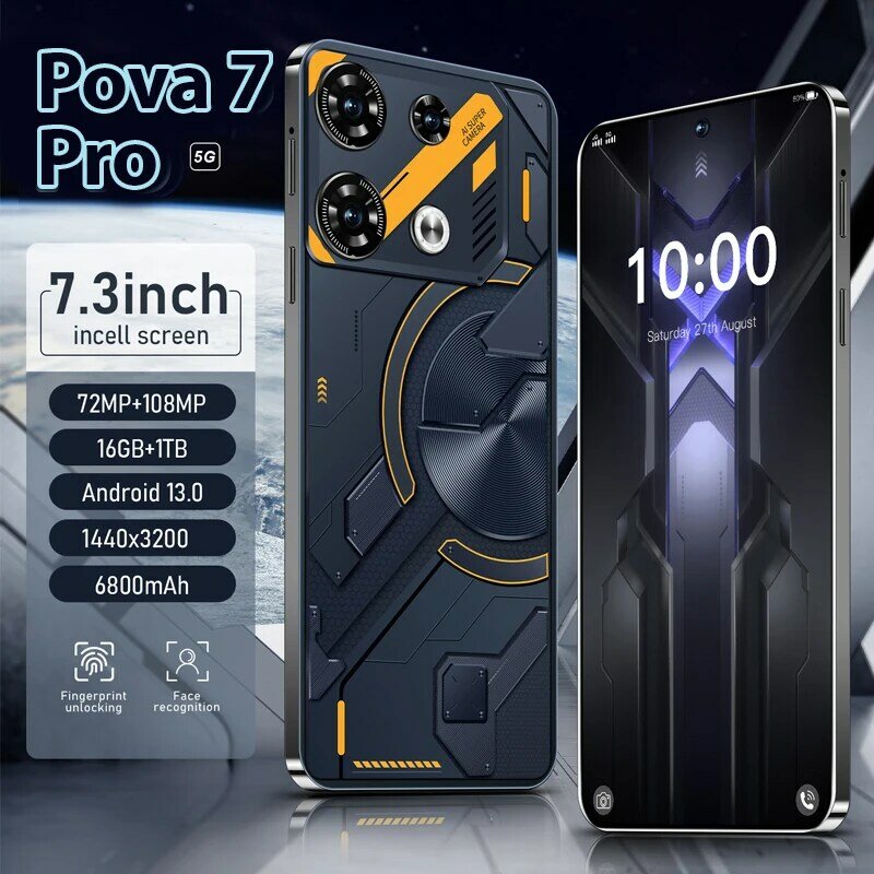 هاتف ذكي Pova 7 Pro ، هاتف محمول ، شاشة عالية الدقة ، 16 جيجابايت + 1T ، مللي أمبير ، 72 ميجابكسل ، أوتغ ، أندرويد 13 ، ثنائي الشريحة ، مفتوح ، 5G ، 4G ، أصلي