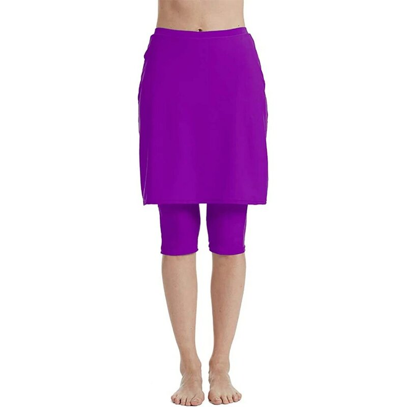 المرأة capris طماق تنورة حيوية ملابس السباحة تنورة واقية من الشمس (الأرجواني)