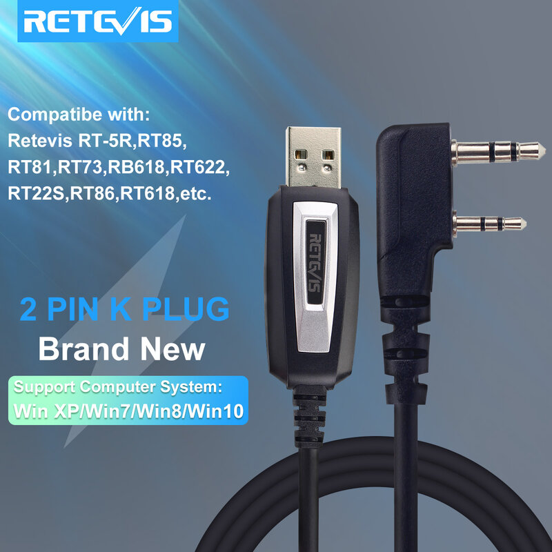 اسلكية تخاطب اثنين دبوس USB كابل برجمة ل كينوود Baofeng UV-5R UV-82 RETEVIS H777 RT22 RT15 RT81 لنظام Win XP/7/8