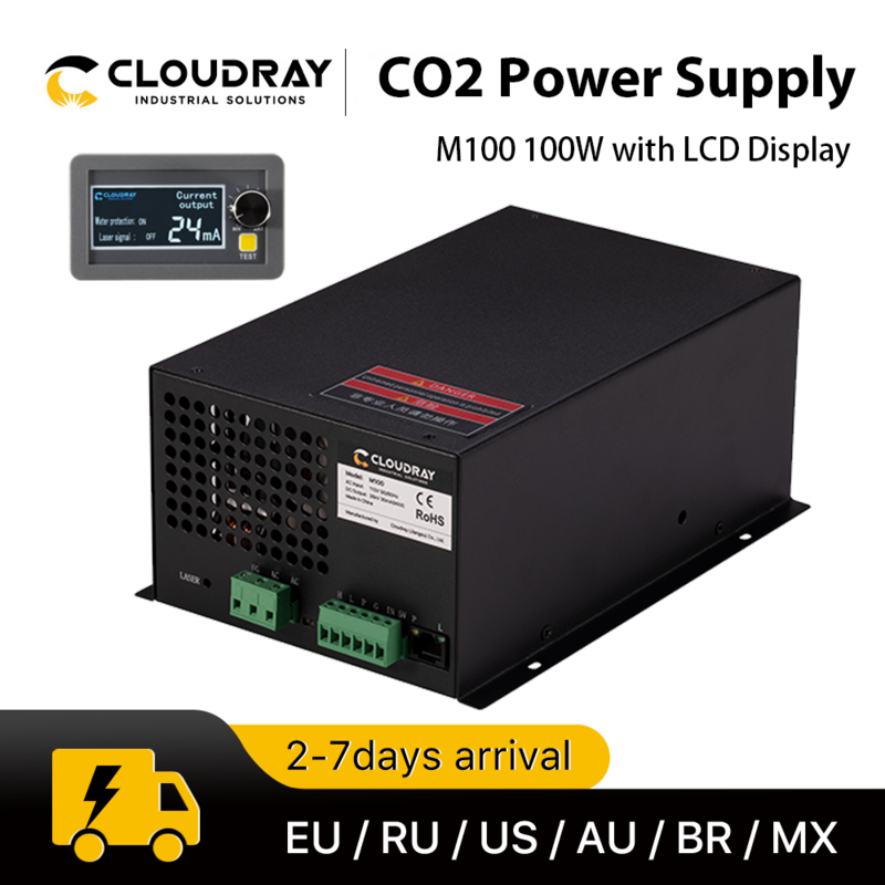 Cloudray 80-100 واط CO2 ليزر امدادات الطاقة ل CO2 النقش بالليزر آلة قطع M100W الفئة
