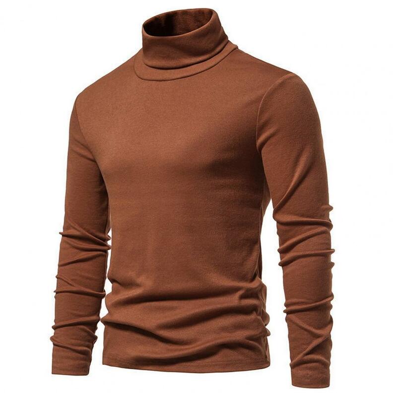الرجال الأساسية قميص دافئ الرجال الشتاء سترة عالية طوق كم طويل مطاطا بلون البلوز سميكة الدافئة قاع