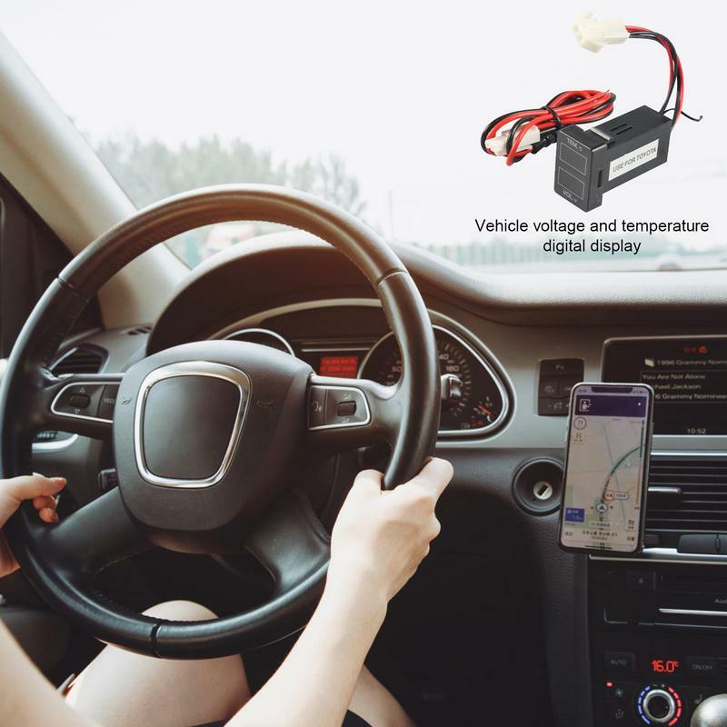 درجة حرارة السيارة الجهد العرض الرقمي متر ، اثنين في واحد الفولتميتر ، شاشة LED ، تسخير الأسلاك للسيارات