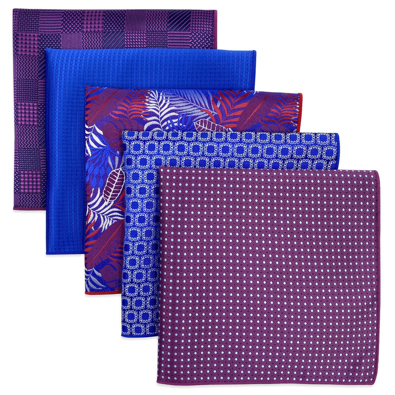 5 قطع متنوعة رجالي جيب مربع الحرير منديل مجموعة ملونة كبيرة الاكسسوارات هدية حفلة