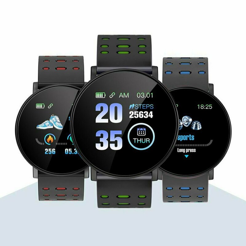 119Plus ساعة ذكية الرجال النساء جهاز تعقب للياقة البدنية سوار ذكي معدل ضربات القلب ضغط الدم رصد الرياضة Smartwatch ل IOS أندرويد