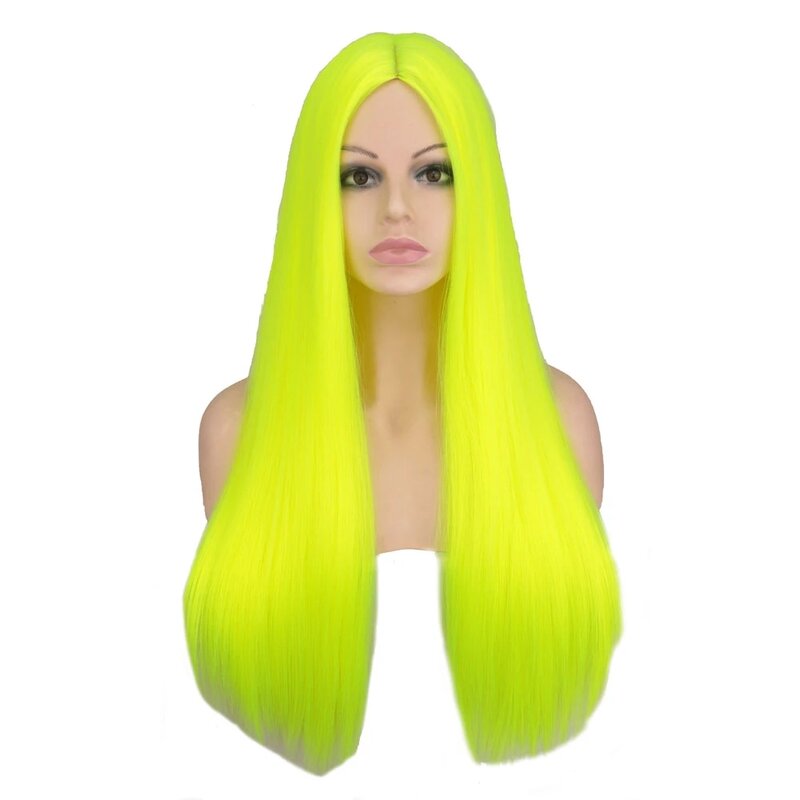 SuQ المرأة شعر مستعار طويل مستقيم الاصطناعية الطبيعية تأثيري حفلة نيون الأخضر مقاومة للحرارة اليومية الطبيعية hairlineالباروكات