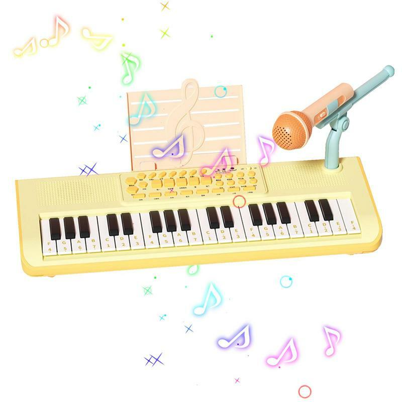 لعبة بيانو موسيقى مع ميكروفون ، 37 مفتاح ، محمول ، متعدد الوظائف ، تعليمي ، هدية موسيقية
