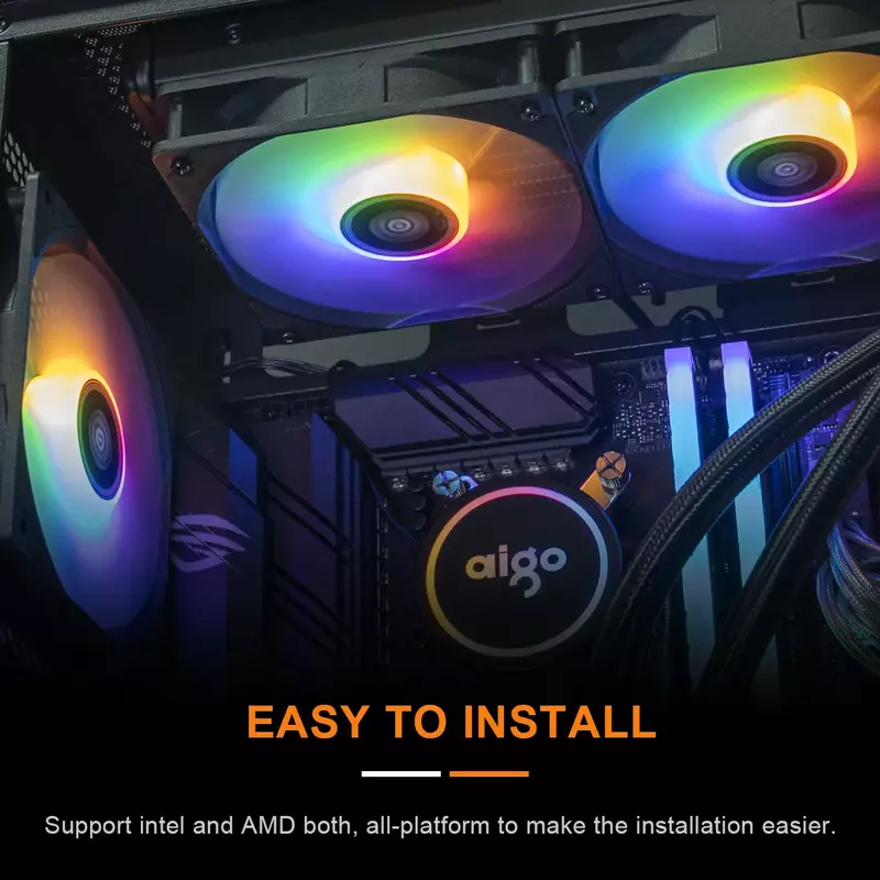 مبرد مياه بالكمبيوتر من Aigo CPU ، مبرد بالماء RGB ، مشعاع مدمج ، مشعاع مدمج ، LGA من/من/AM3 +/AM4