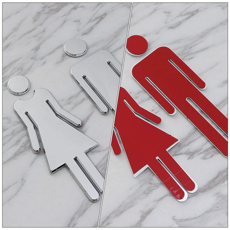 لوحة حمام ذاتية اللصق للنساء ، لوحة تعريف من الفولاذ المقاوم للصدأ ، علامات مرحاض ، ديكور مرحاض ، سيدة ، 4 *
