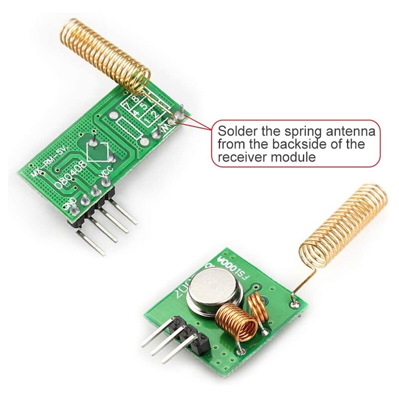 Top Set of 3 433 MHz Radio Transmitter and Receiver Module + 433 MHz Antenna Helical Spiral Spring Remote Control