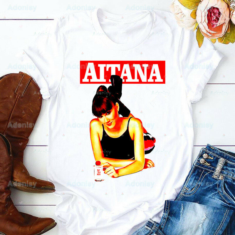 المغني Aitana Ocana طباعة السيدات تي شيرت السيدات عادية o-طوق قميص أبيض قصير الأكمام السيدات تي شيرت الجرافيك