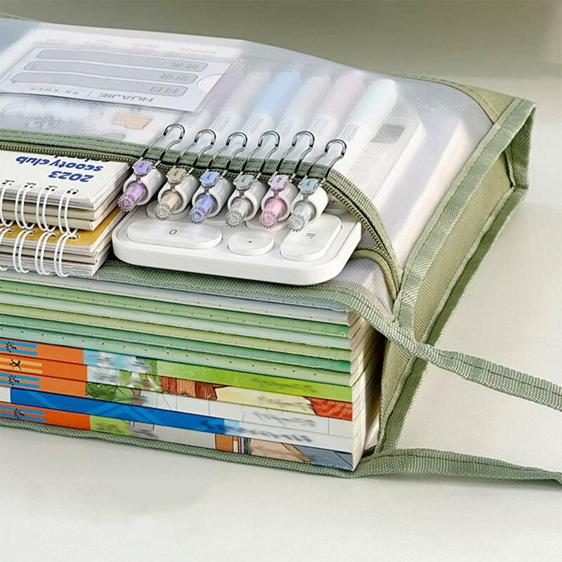 حقيبة بسحاب شبكي بطبقة مزدوجة ، حامل ملفات A4 ، حقيبة تخزين المستندات ، منظم الملفات الشفافة ، اللوازم المدرسية والمكتبية