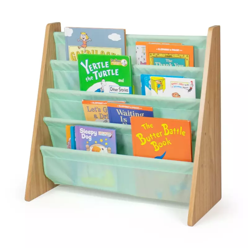 خزانة كتب للأطفال مع 4 أرفف ، سيفوف أخضر/كحلي/أبيض