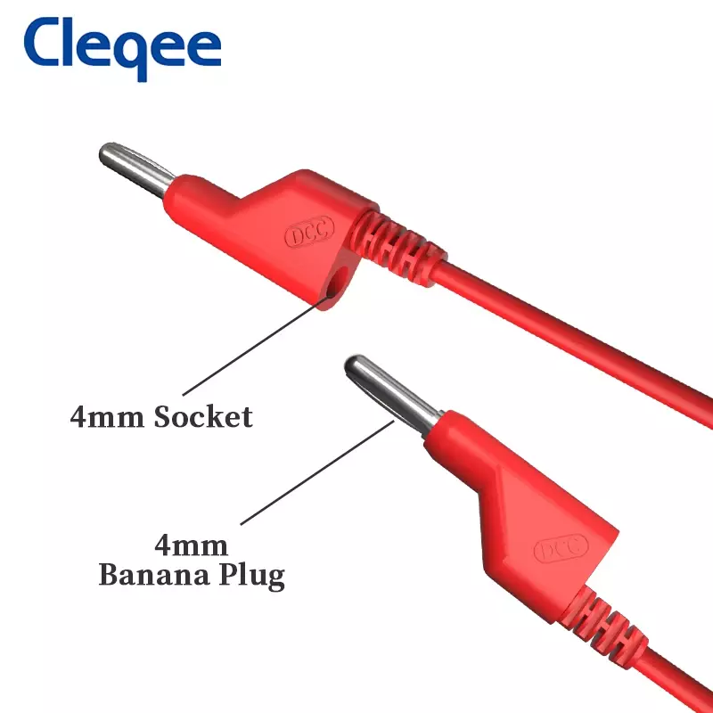 Cleqee-سلك كابل اختبار مزدوج قابل للتكديس ، قابس موزة ، سلك اختبار متعدد ، 5x ، 4 ، طاقة DCC ، 20A ، m ، 1m ، m ، m ، 2m ، 3m ، 5 متر