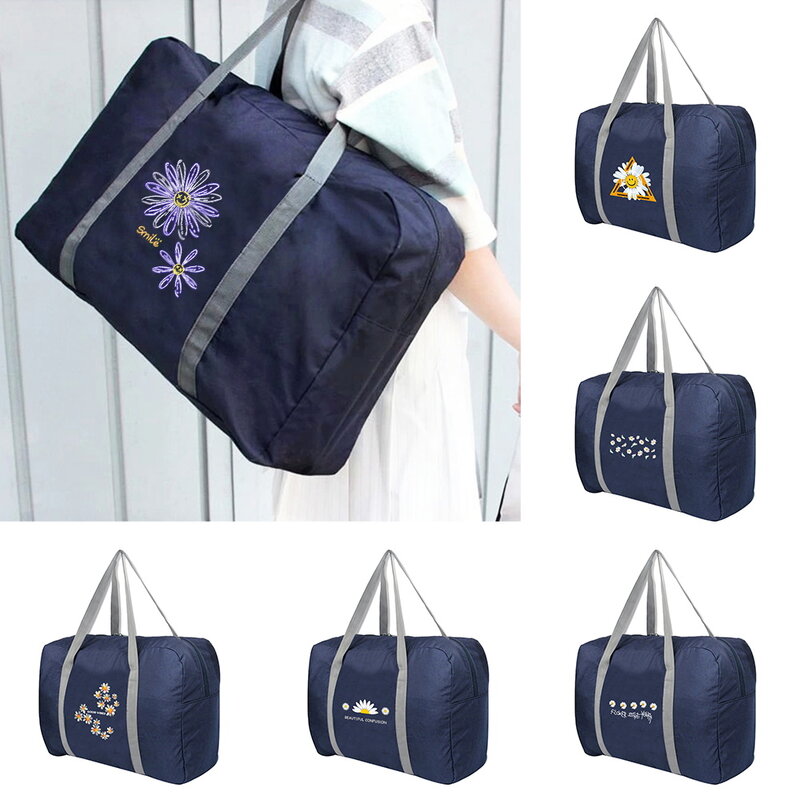Handbag Organizer Fashion Unisex Outdoor Camping Travel Bag Daisy Print Zipper Storage Luggage Case Foldable Accessories Bags