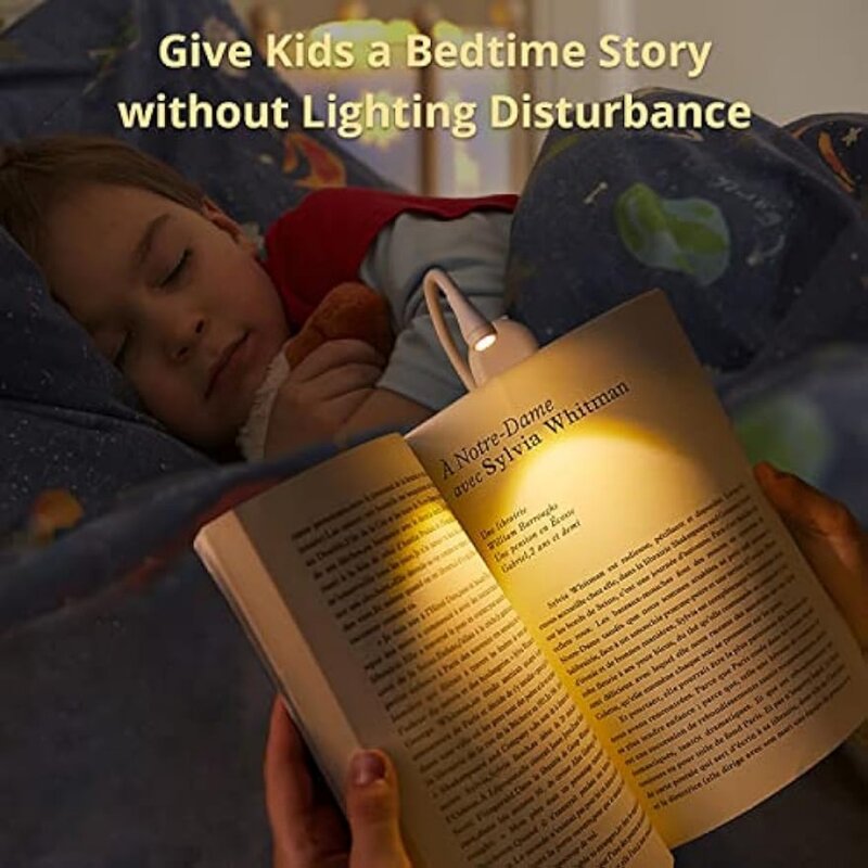 القابلة لإعادة الشحن LED ضوء الكتاب ، أضواء القراءة للكتب في السرير ، مصباح الليل ، 3 ألوان ، سطوع ستبليس ، مقطع على مصباح القراءة