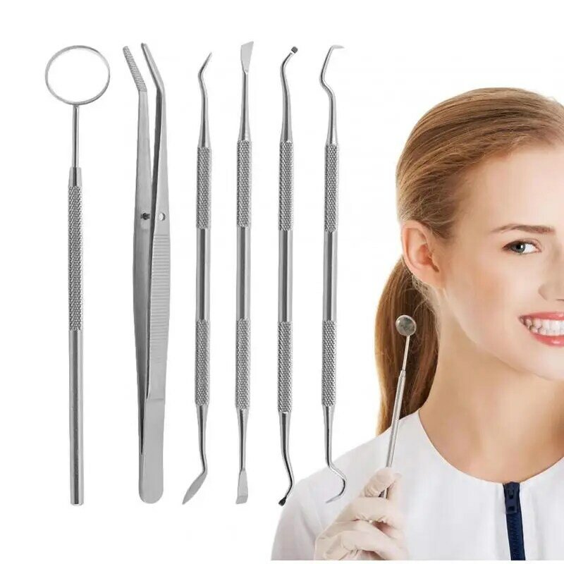 أدوات العناية بالأسنان | 6 قطعة طقم نظافة الأسنان المهنية | الفولاذ المقاوم للصدأ Tarter مكشطة لوحة مزيل للأسنان اختيار الأسنان