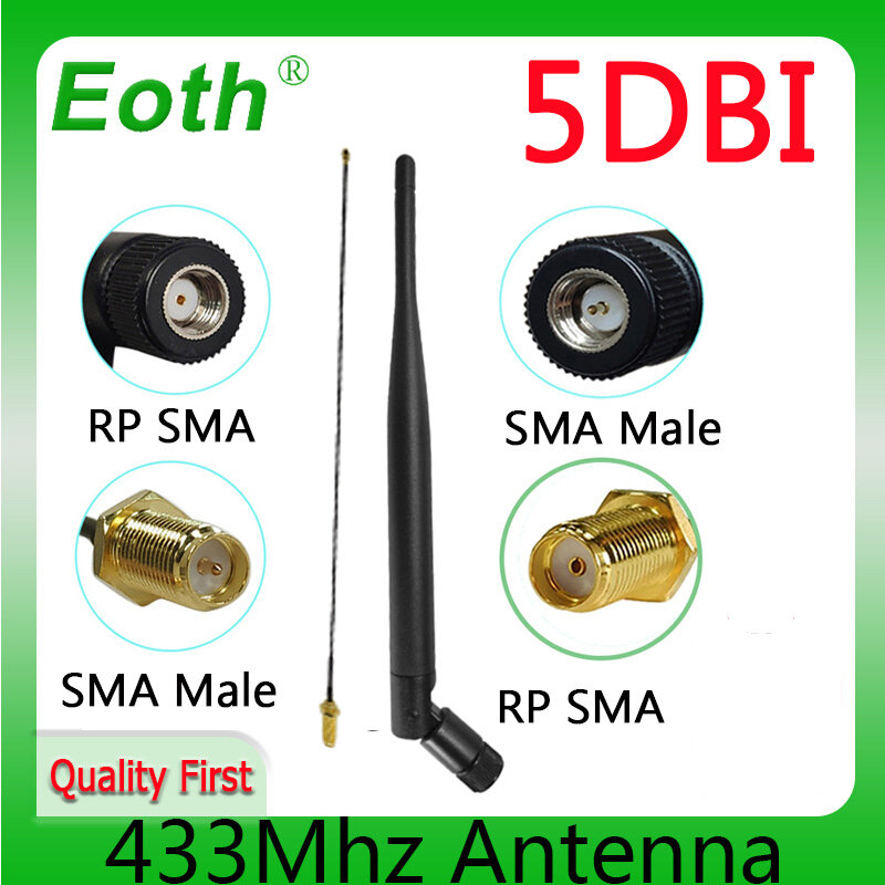 هوائي Eoth 433 Mhz لورا 5dbi GSM 433 mhz موصل المطاط 433 m لوراوان IPeX 1 IOT SMA ذكر أنثى تمديد الحبل ضفيرة