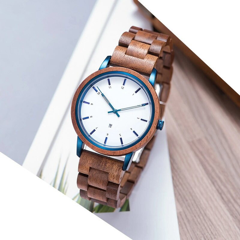 ساعة كوارتز مستوردة مصنوعة يدويًا من القيقب ، شاشة عرض تناظرية ، تقويم ، حزام قابل للتعديل ، هدية شخصية وعصرية