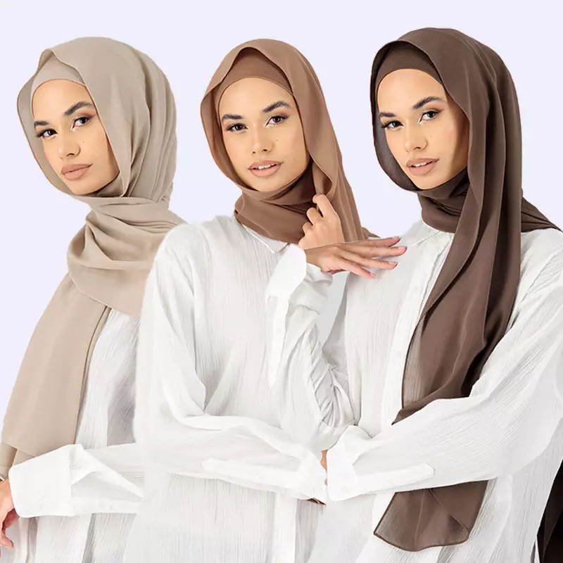 جديد أفضل الحجاب المحافظ مطابقة الثقيلة الشيفون الحجاب مجموعة مطابقة اللون الشيفون الحجاب مع غطاء داخلي للنساء شالات الأوشحة