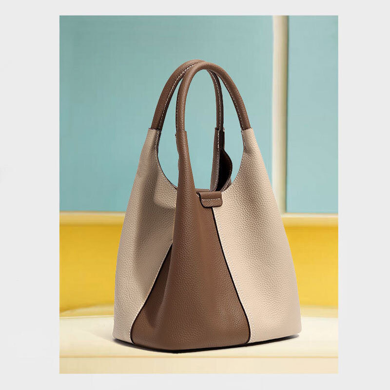 حقيبة كتف جلدية للنساء ، حقيبة يد متعددة الاستخدامات ، كلاسيكية مع حقائب واسعة تحت الإبط ، حقيبة حمل متباينة ، جديدة