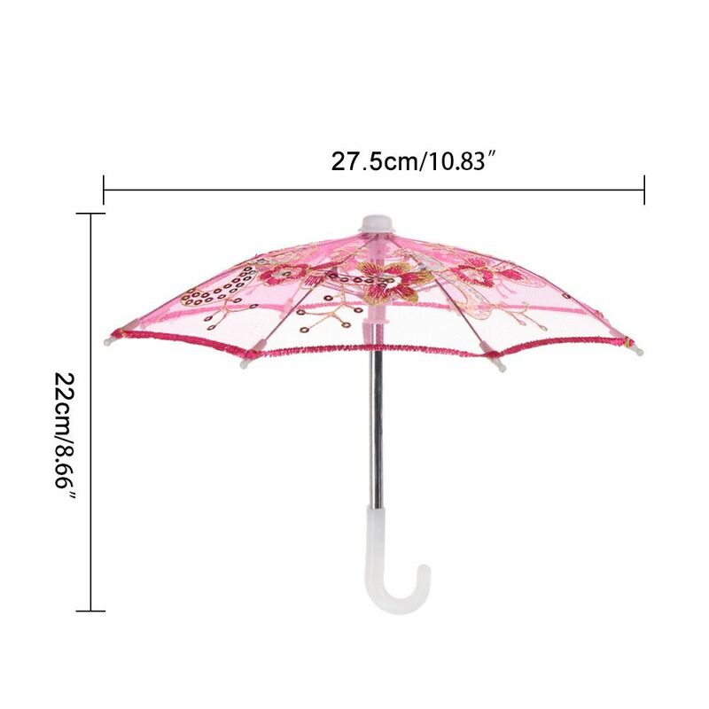 مظلة مطرزة من الدانتيل الرائع ، متعددة الألوان ، دمية مصنوعة يدويًا لطيفة ، إكسسوارات مظلة صغيرة ، لعبة ذاتية الصنع