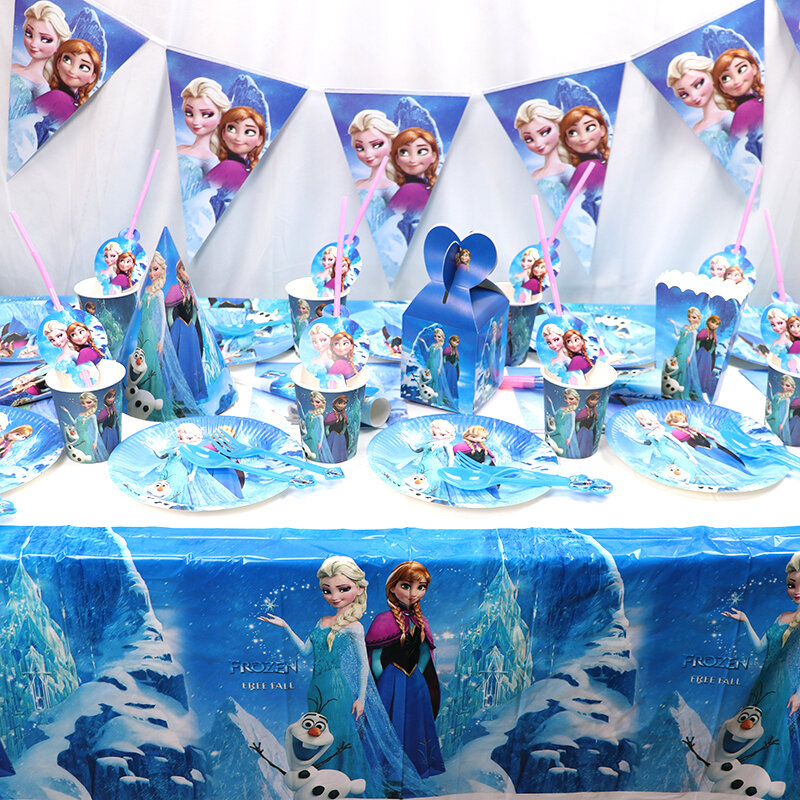 المجمدة آنا إلسا الأميرة حفلة عيد ميلاد زينة الاطفال المتاح المائدة لوحات أكواب المناديل بالونات استحمام الطفل لوازم