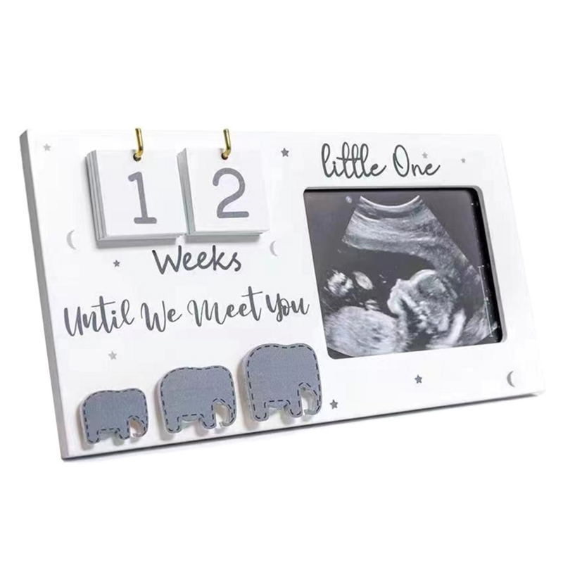 إطارات صور Sonogram مع أسابيع العد التنازلي ، صورة بالموجات فوق الصوتية ، ديكور حضانة الفيل ، معلومات الولادة