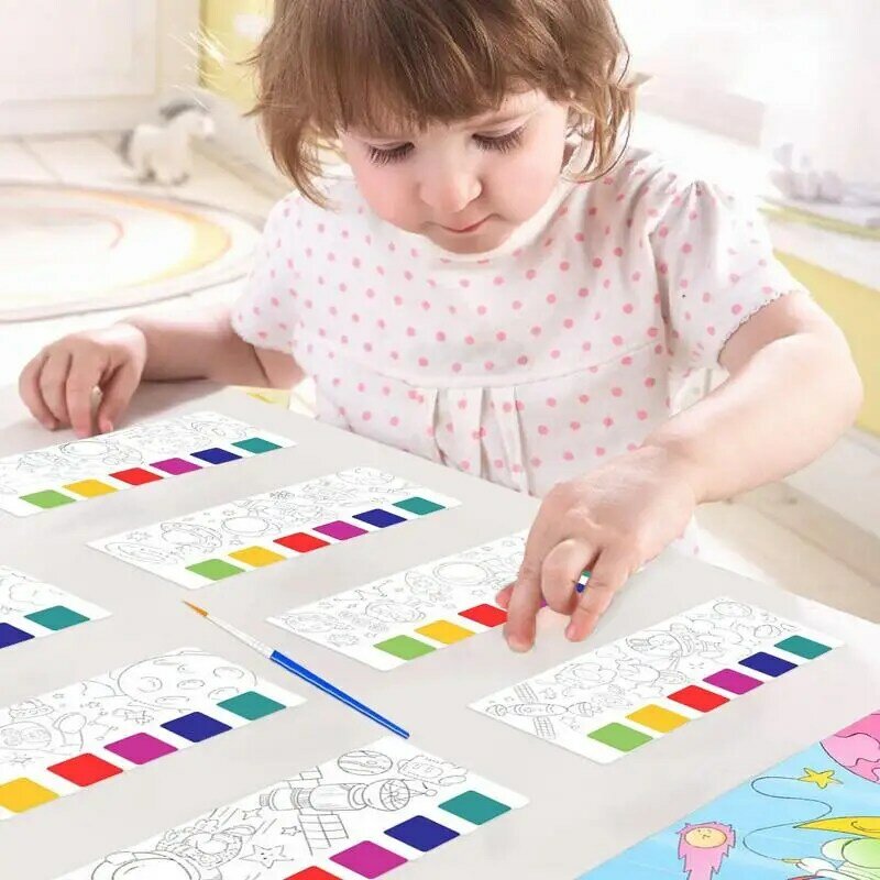 كتاب ألوان مائية متعددة الوظائف ، ورق القلم ، مونتيسوري ، لعبة تعليمية ما قبل المدرسة ، 12 صفحة