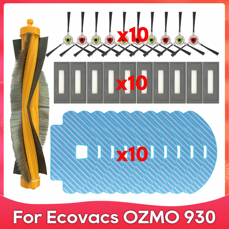 مناسب لـ Ecovacs Debot OZMO 930 / iRobot Roomba Combo R111840 - فلتر، فرشاة جانبية، رول، قماشات تنظيف - قطع غيار لروبوتات الكنس