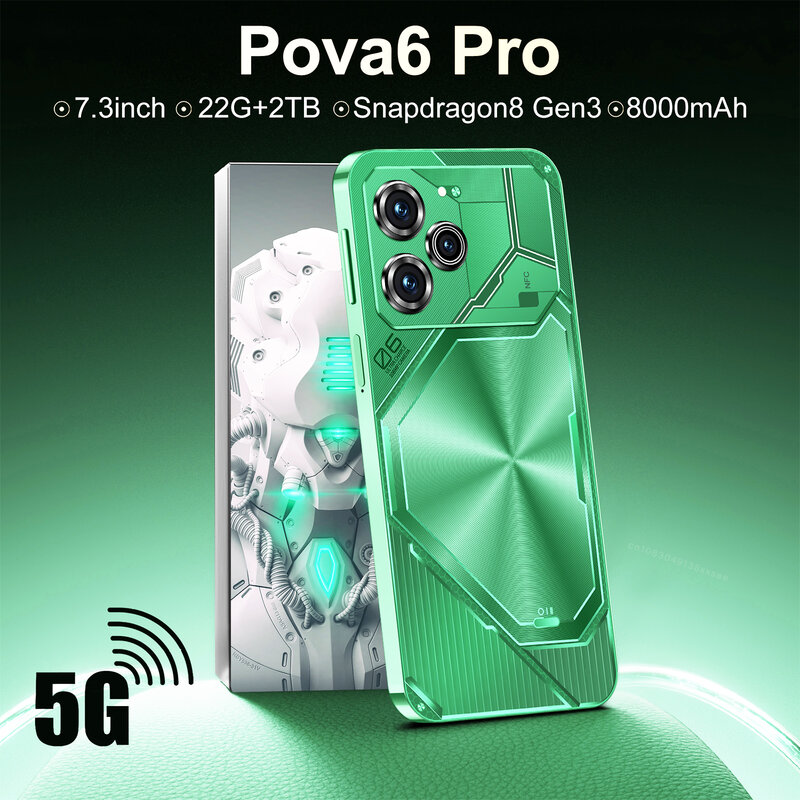هاتف ذكي Pova 6 Pro أصلي ، هاتف خلوي مفتوح ، 5G Dimensity9200 ، 10000 "، 22 جيجابايت ، 2 ، ثنائي الشريحة ، هواتف محمولة ، 50 + VA ، أندرويد 14 ، NFC