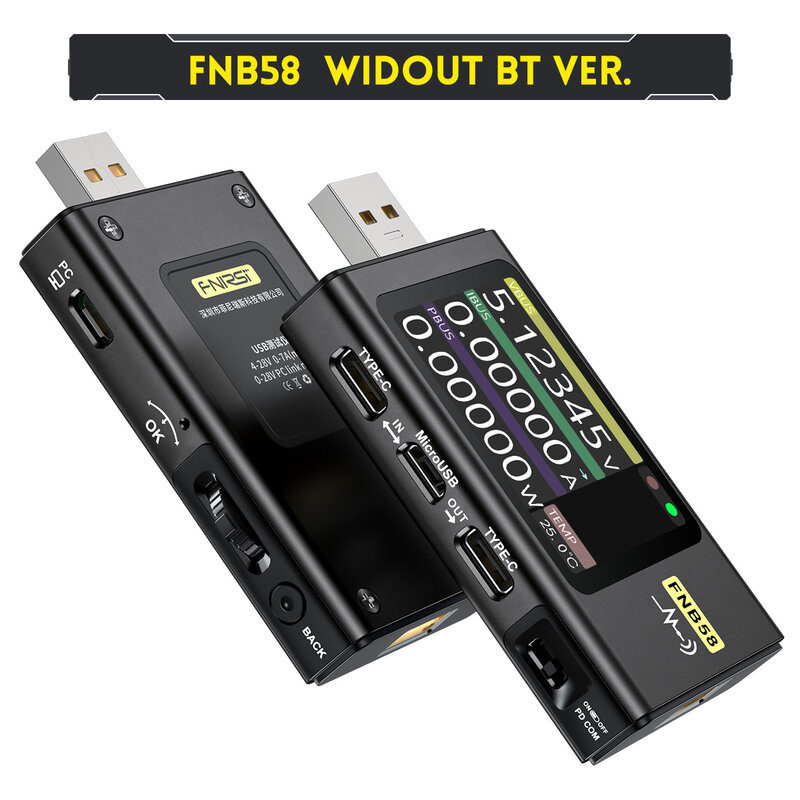 FNB58 الزناد الفولتميتر مقياس التيار والفولطية مقياس التيار USB اختبار USB Type-C سريع شحن بروتوكول قدرة اختبار أداة FNB48