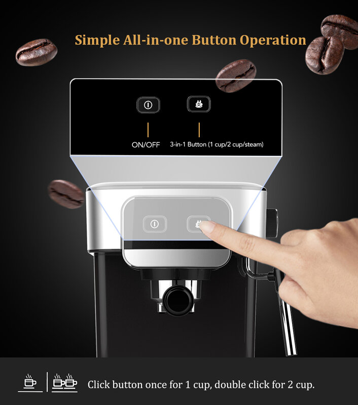 BioloMix 1200W 20 شريط إسبرسو ماكينة القهوة الفورية سخن صانع القهوة مع الحليب Frother Cafetera كابتشينو الماء الساخن البخار