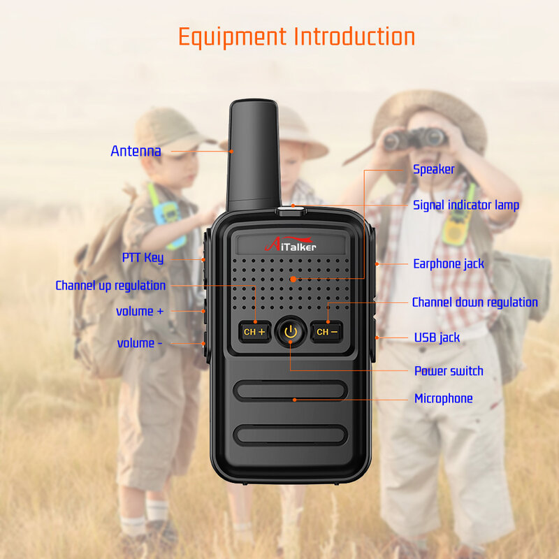 جهاز إرسال واستقبال AiTalker Mini 1 ~ 5 كجم UHF جهاز إرسال واستقبال يعمل في اتجاهين مع ترخيص جديد وجديد جهاز إرسال واستقبال لاسلكي لاسلكي
