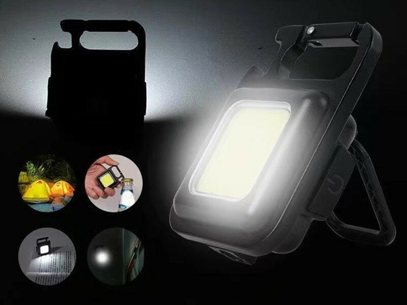 مصباح يدوي صغير LED للتخييم في الهواء الطلق ، مصباح يدوي جيب محمول ، USB قابل لإعادة الشحن ، مفتاح صغير ، مصباح عمل ، 1800LM