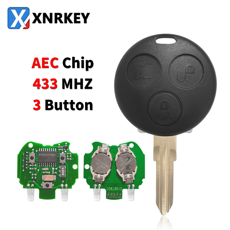 XNRKEY 3 زر مفتاح بعيد AEC رقاقة 433Mhz مع 2 أضواء الأشعة تحت الحمراء لمرسيدس بنز الذكية Fortwo فورفور رودستر مدينة العاطفة