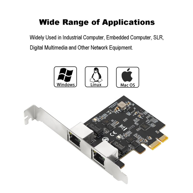 2 منفذ 2.5G RJ45 محول الشبكة 2500mbps RTL8125B شرائح PCIe PCI Express 25GbE شبكة بطاقة الشبكة المحلية لخادم سطح المكتب الألعاب