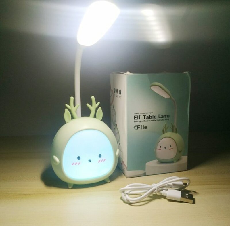 لطيف الكرتون مكتب مصباح العين حماية الموفرة للطاقة القراءة مصباح USB شحن النوم ليلة ضوء LED الجدول مصباح للأطفال هدية