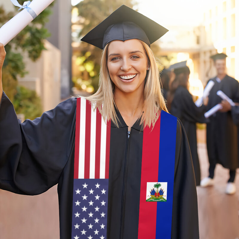 التخرج وشاح هايتي والولايات المتحدة الأمريكية العلم سرق شالات الدراسات العليا يلتف وشاح الدولي طالب فخر الهدايا