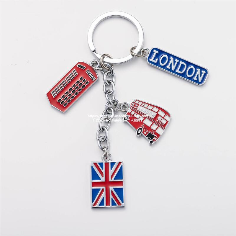 سلسلة مفاتيح بدلاية معدنية للنساء ، طراز لندن الكلاسيكي ، حقائب إنجلترا ، السفر ، العنصر البريطاني