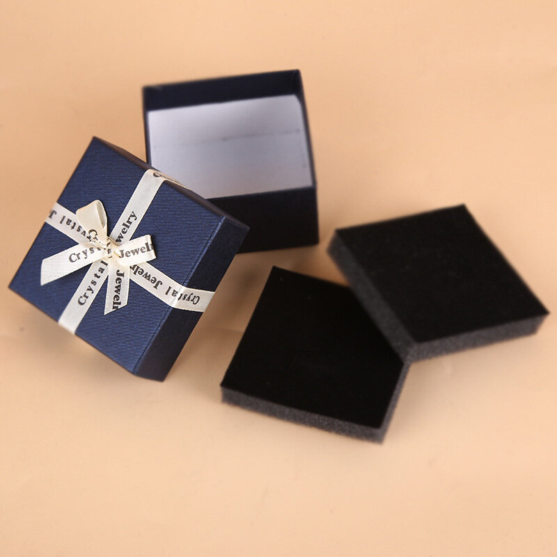 صندوق تغليف المجوهرات الورقي بفيونكة ، منظم تخزين قلادة وخاتم الأقراط ، صندوق عرض هدايا الزفاف ، راقي