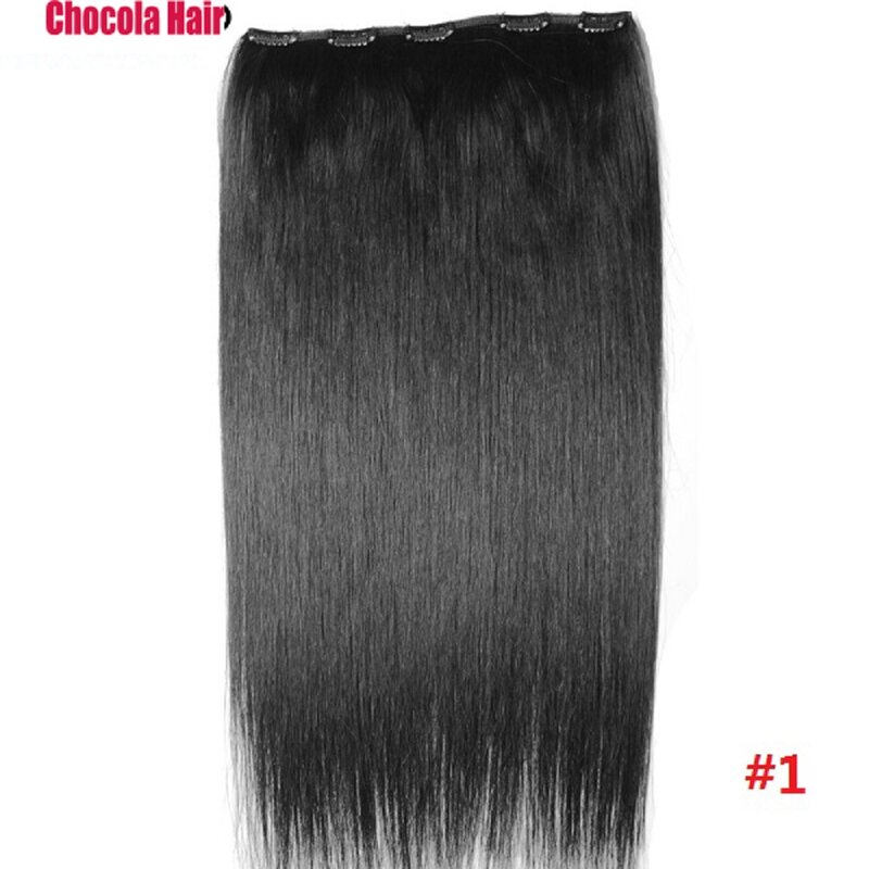 وصلات شعر بشري ريمي برازيلي ، بدون دانتيل ، طقم قطعة واحدة ، 5 مشابك ، جي ، 20 "-28" ،