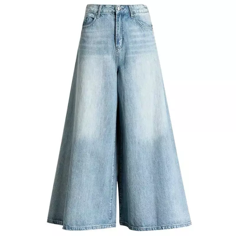 جينز نسائي واسع الساق عالي الخصر ، موضة كورية ، بنطلون كبير الحجم ، بنطلون صيفي ، ملابس جديدة ، Y2k ،