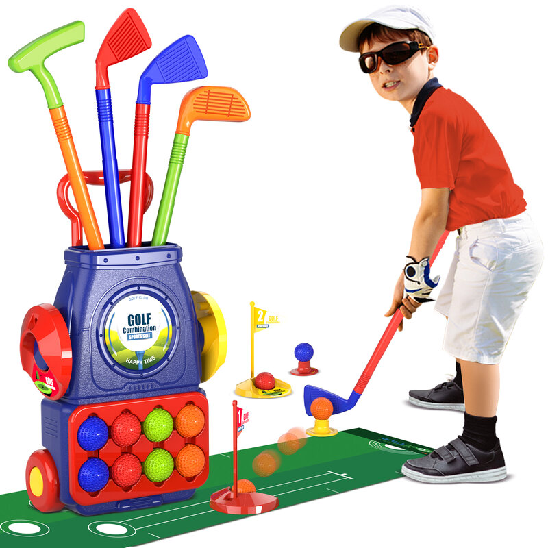 QDRAGON أطفال جولف مجموعة نادي الغولف للشابات ، طفل كرة جولف لعبة اللعب مجموعة ألعاب رياضية هدية للبنين بنات 2 3 4 5 6 سنة خارج ألعاب داخلية
